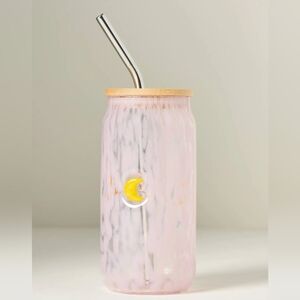 Anthropologie The Mystic Confetti Icon Juice Glass Tumbler with Lid Moon